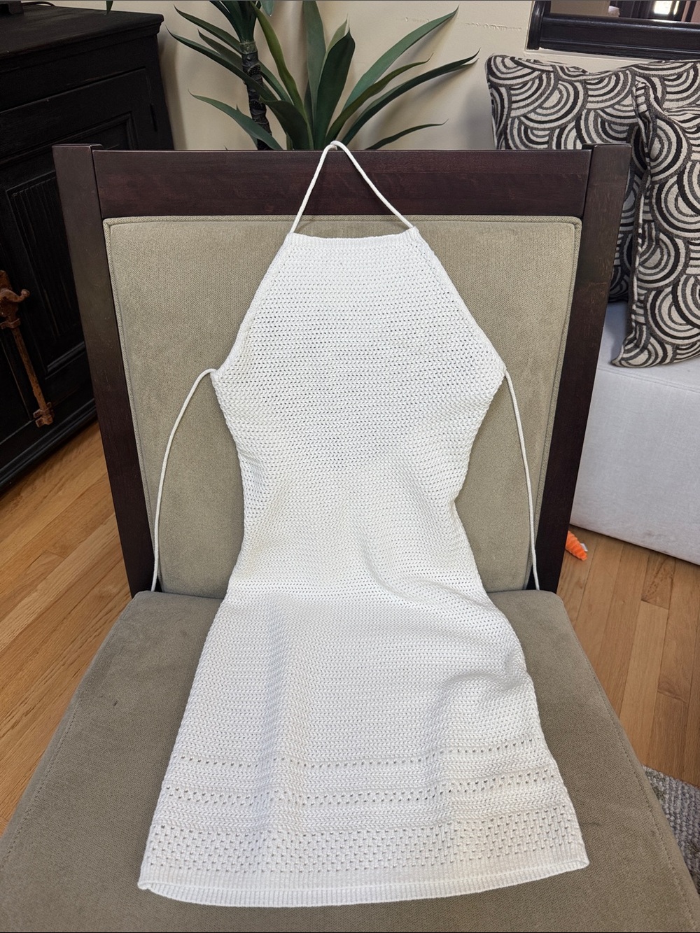 Wilfred White Halter Backless Knit Dress